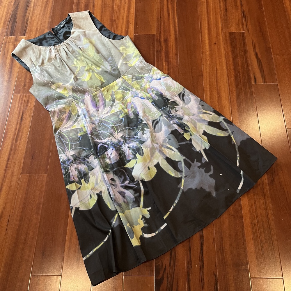 Elie Tahari Nordstrom Exclusive Floral Print Dress Sleeveless A-Line Size US 12